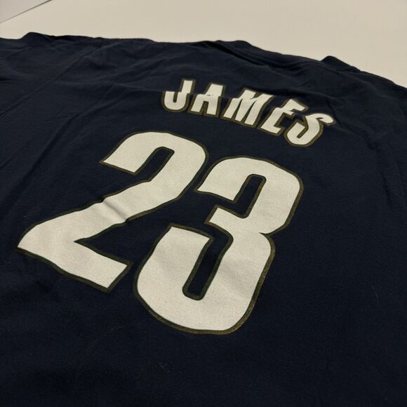 Cleveland Cavaliers NBA LeBron James #23 Navy Blue Casual T-Shirt VTG Basketball - Picture 5 of 5